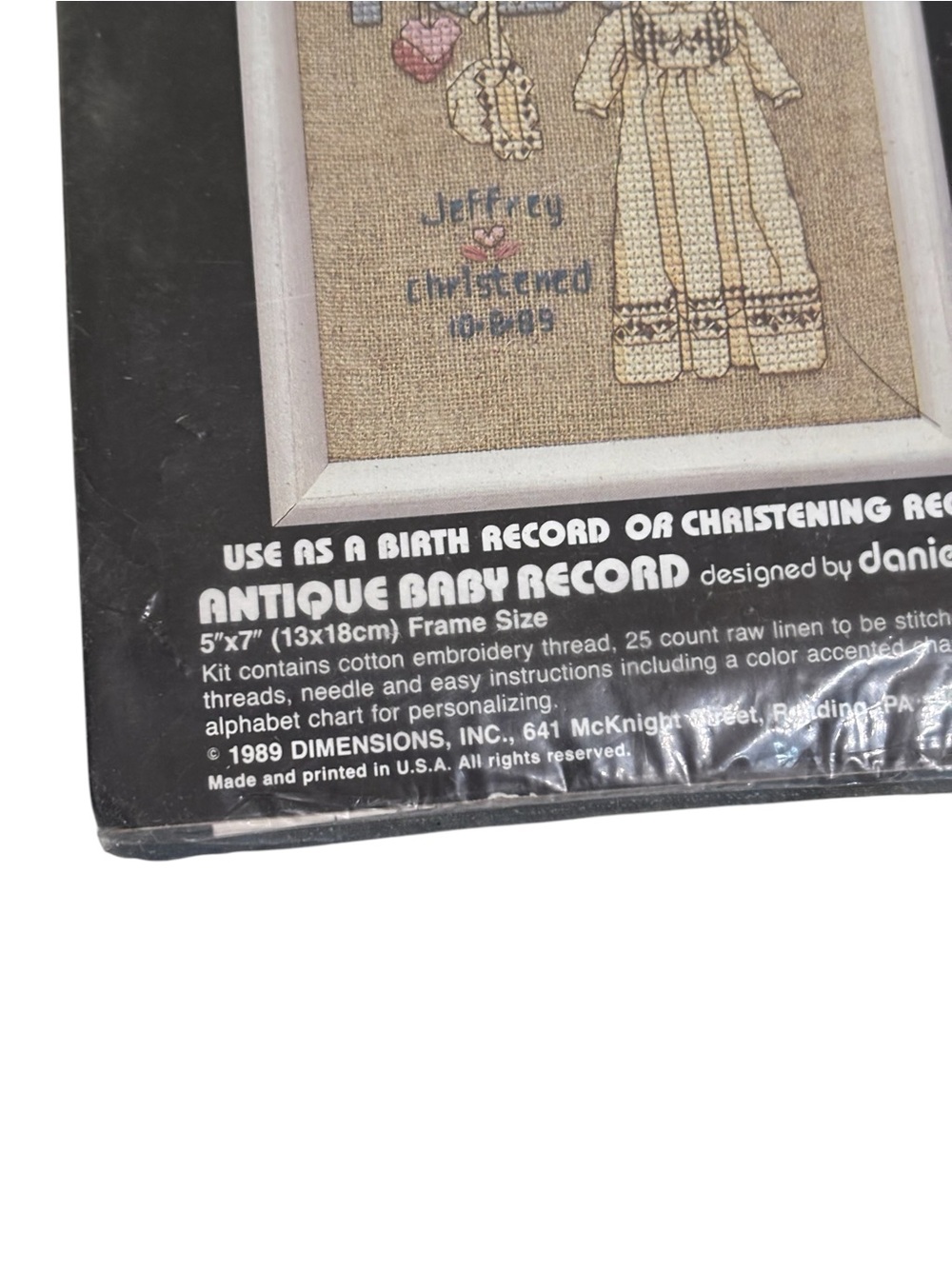 Vintage 1989 Dimensions Counted Cross Stitch Antique Baby Record 6543 - Picture 2 of 4